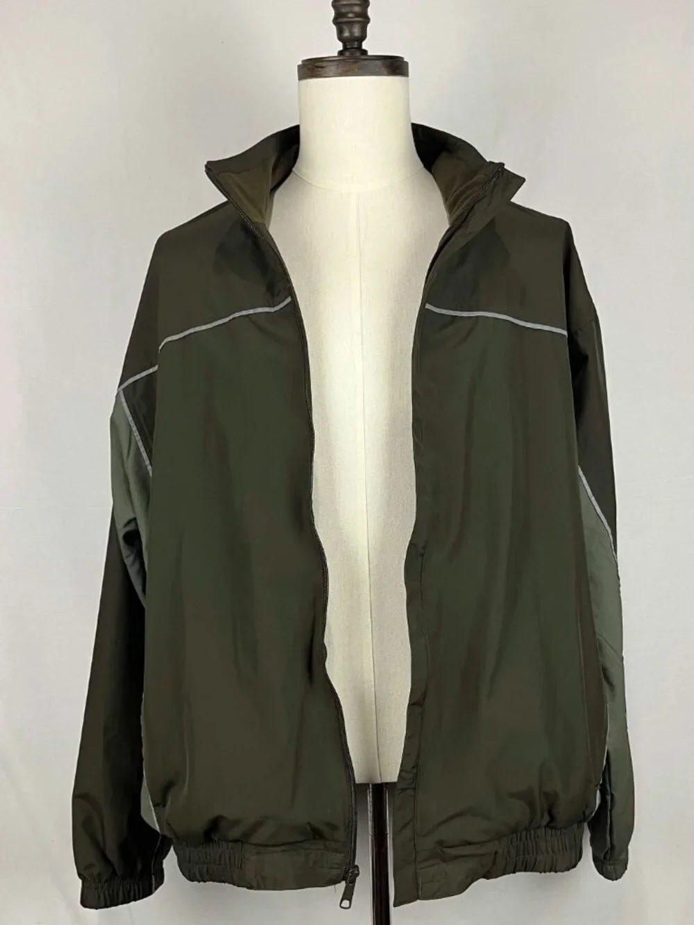 GUC Roundtree & Yorke Sport Mens Olive Green Full Zip Track Jacket Size XL